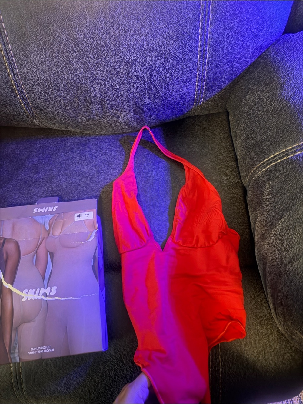 SKIMS Red Halter One-Piece Swimsuit